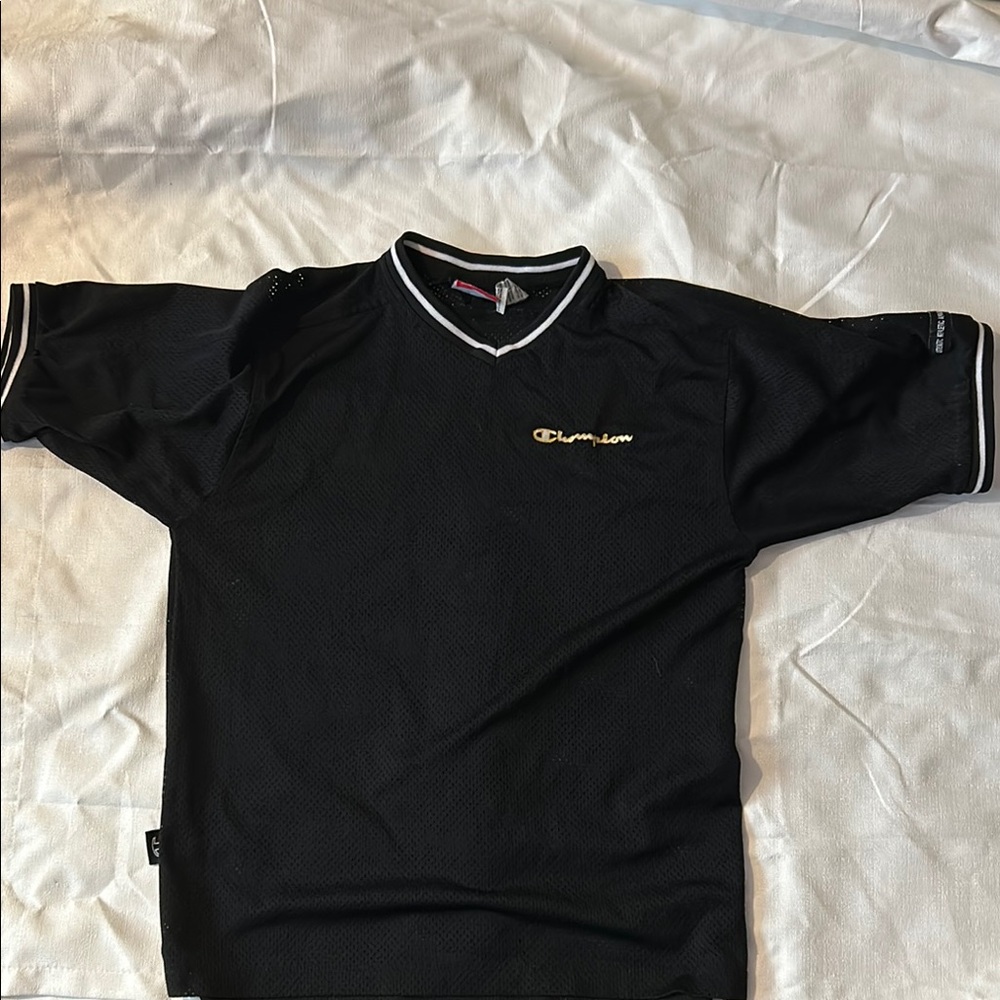 VINTAGE Champion Men's Black Mesh T-Shirt